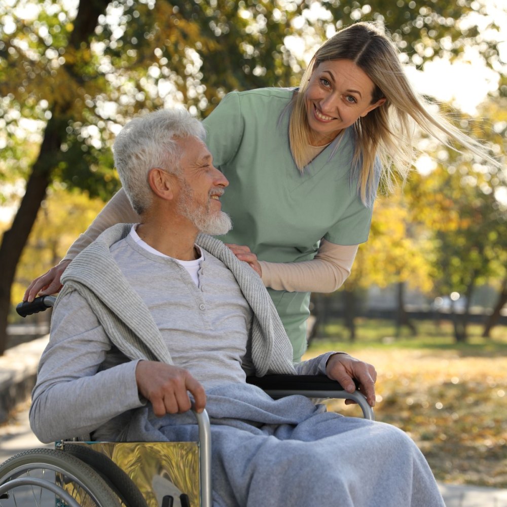 carer with patient on wheelchair